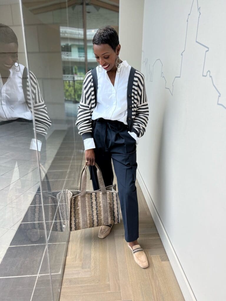 Sail away in this nautical Brunello Cucinelli outfit.