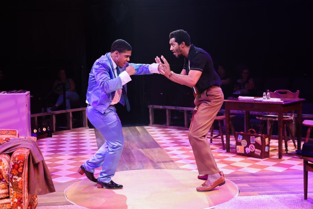 Kaleb Womack and Steven J. Scott in Stages' production of "Thunder Knocking On The Door" (Photo by Melissa Taylor)