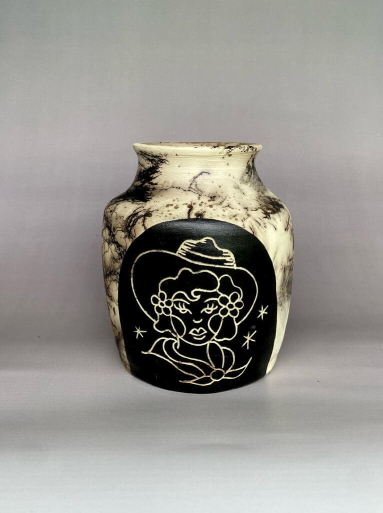 Nadia Rosales's "Cowgirl II," 2023, which previously debuted at Lone Gallery in Dallas. (Photo courtesy of {neighborhood}/Lone Gallery)