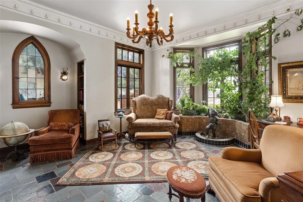 This charming conservatory or library puts 2424 Medford Court West's historic details on full display.