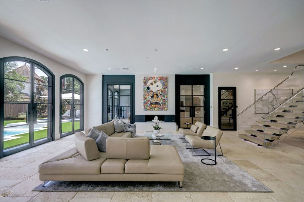 The open concept living room at 5620 Bordley in Tanglewood. (Photo by TK Images)