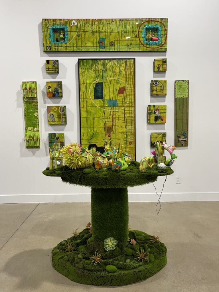Fabrice Plantard's "Being Different, Being Beautiful," 2023, conveys hope and inclusivity through its color and messaging at "Multi-Zen-Sery" at The Alta Arts (Photo by Brittany Ellis)