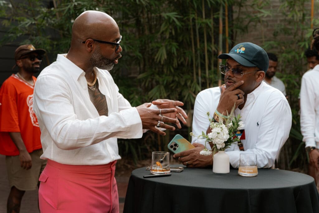 Kevin Barnett, Dee Sonaram at the Knight's Table cocktail reception (Photo by William Issac)