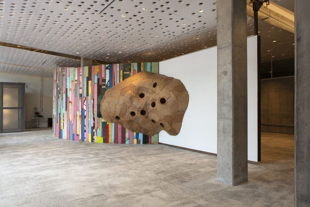 Giant mud dauber nest at Patrick Renner's "Once & Future Architecture" Exhibition at the Architecture Center Houston  (Photo by Emily Peacock)