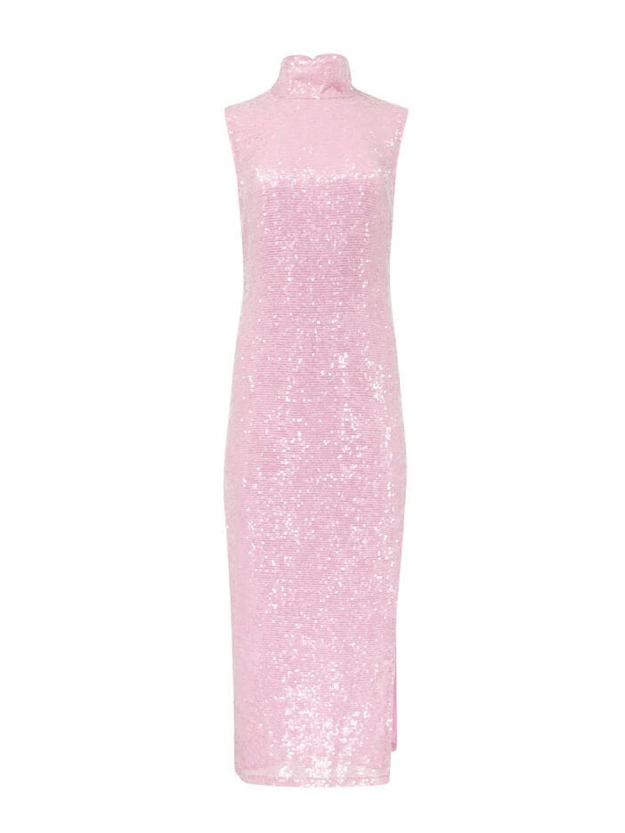 La Pointe sequin viscose midi dress with a high slit at Tootsies. $1,550. 
