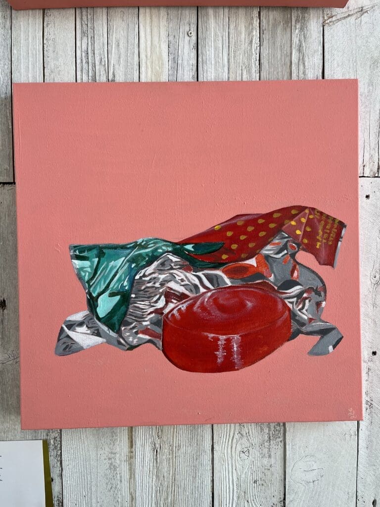 Part of Laura Bennett's "Granny Candy," 2023, at "Multi-Zen-Sery" at The Alta Arts (Photo by Brittany Ellis)