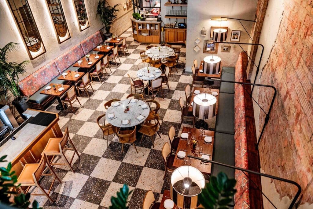 Via Triozzi features a two-story space with high ceilings and checkerboard terrazzo floors in Lower Greenville. (Courtesy of Via Triozzi)