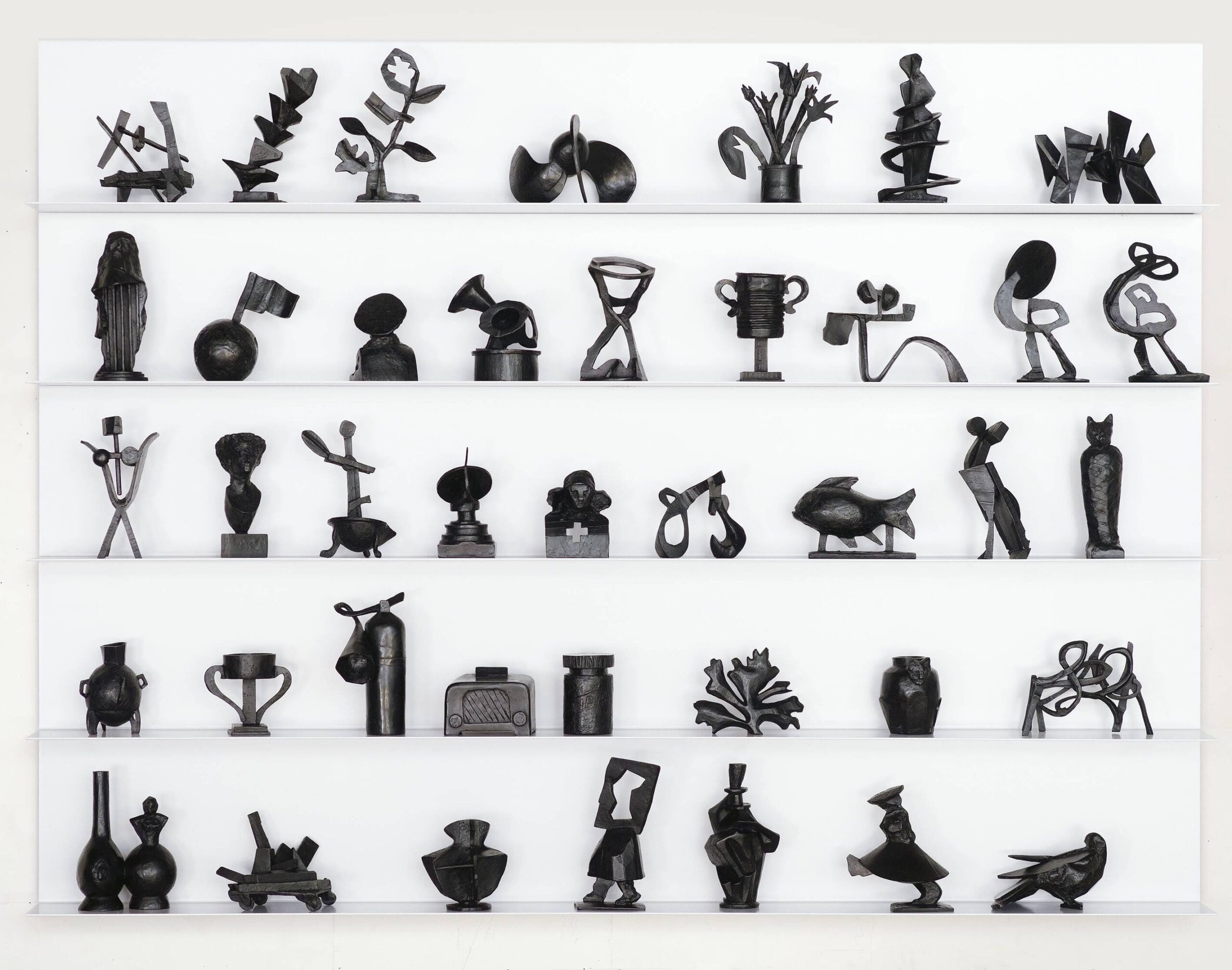 William Kentridge's <em>Cursive</em>, 2020, at Museum of Fine Arts, Houston. This work consists of 40 bronze sculptures. (Courtesy Museum of Fine Arts, Houston)