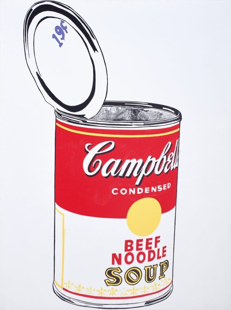Andy Warhol's "Big Campbell's Soup Can, 19¢ (Beef Noodle) [Nineteen Cents]," 1962 (Photo by Caroline Philippone. © The Andy Warhol Foundation for the Visual Arts, Inc. / Artists Rights Society (ARS), New York.)