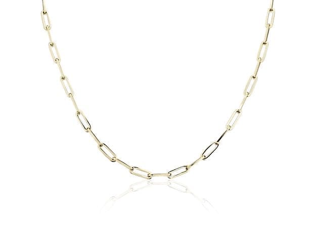 18" Medium Paperclip Necklace In 14k Italian Yellow Gold