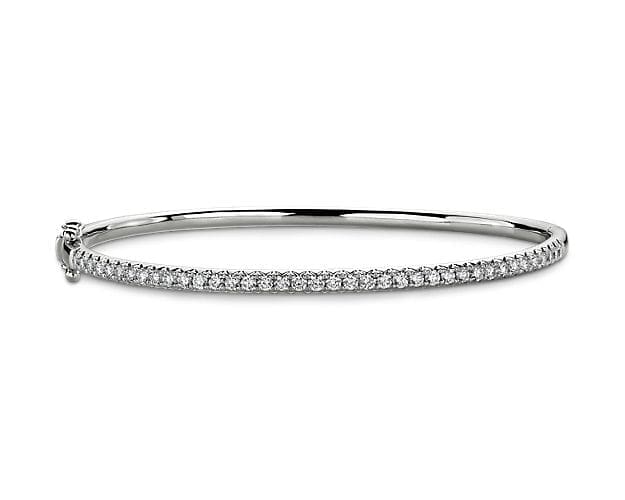 French Pavé Diamond Bangle In 14k White Gold