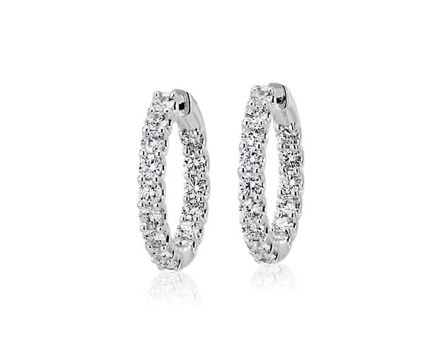 Diamond Eternity Hoop Earrings In 18k White Gold