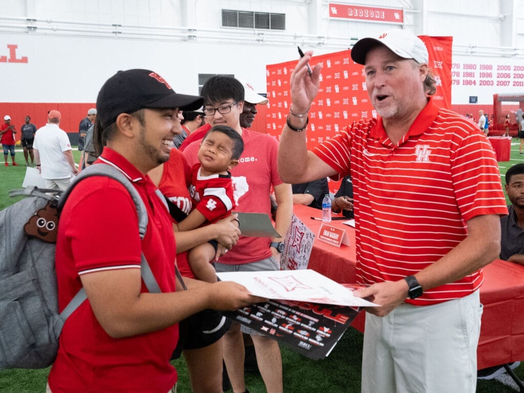 University of Houston football coach Dana Holgorsen had some fun with the fans. (Photo by F. Carter Smith) 