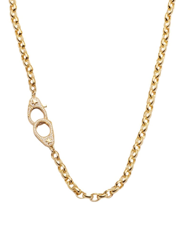 From Foundrae's newest chain collection, this heavy belcher chain features medium sister hooks accented with diamonds. 