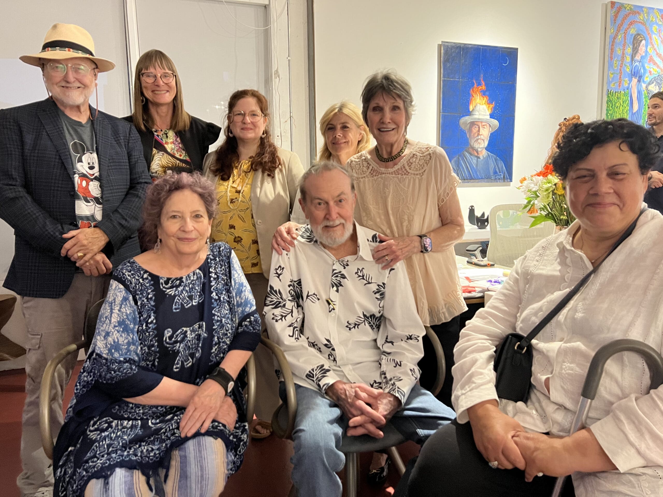 Wayne Gilbert surrounded by family, friends, and fans at his last art show, Saturday, July 8, 2023