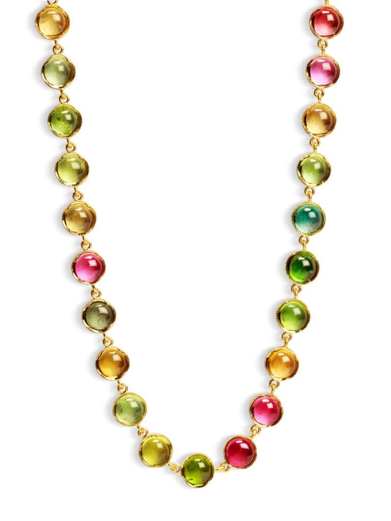 This Irene Neuwirth necklace features one-of-a-kind mixed tourmaline gems.