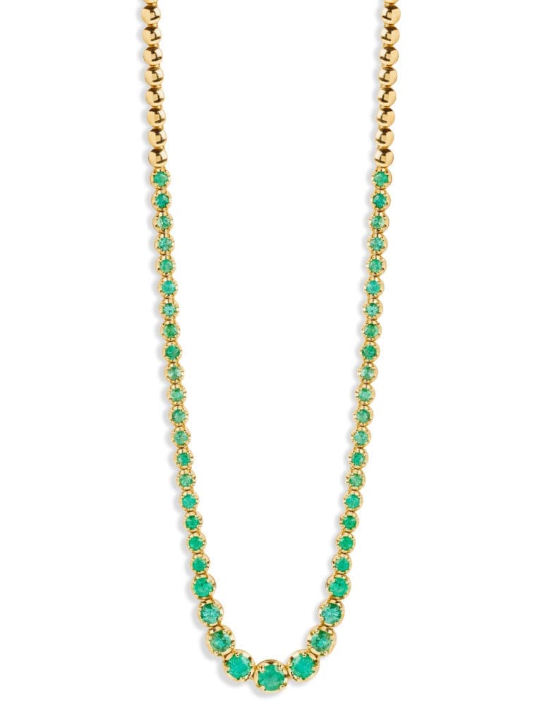 An updated take on a timeless piece, this emerald tennis necklace from Jennifer Meyer will elevate any look.