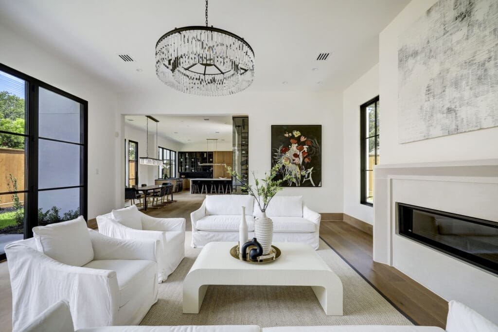 The open plan in the new build at 3628 Locke Lane in River Oaks. (Photo by TK Images for Compass)