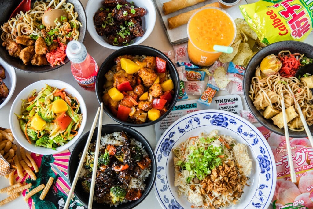 An array of Pan Asian dishes are available at the new fast-casual restaurant called Tin Drum Asian Kitchen in Washington Heights. (Photo by Becca Wright)
