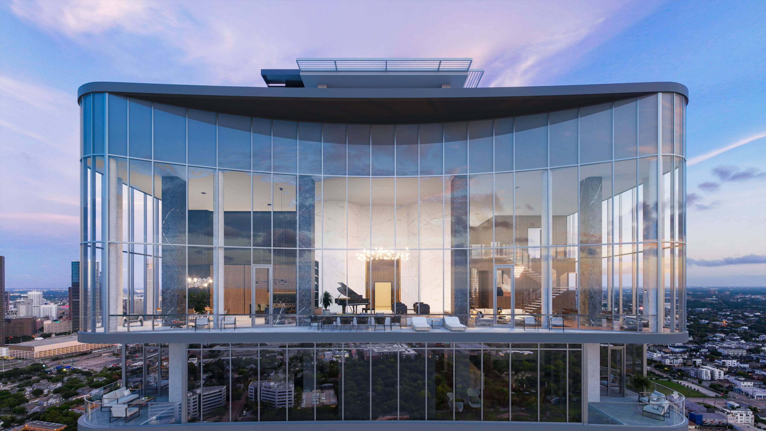 Renderings of Penthouse 3501 in Residences at The Allen as imagined by DC Partners founder and CEO Roberto Contreras and Chelsea Arrellano, DC Partners director of interiors.