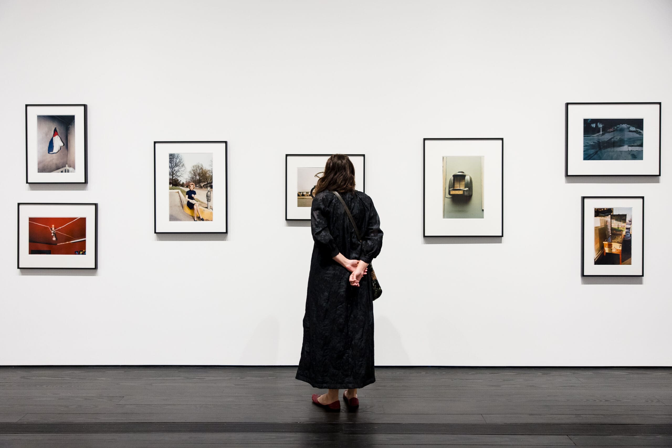 A visitor at "The Curatorial Imagination of Walter Hopps" at the Menil Collection (Photo by Hung Truong)