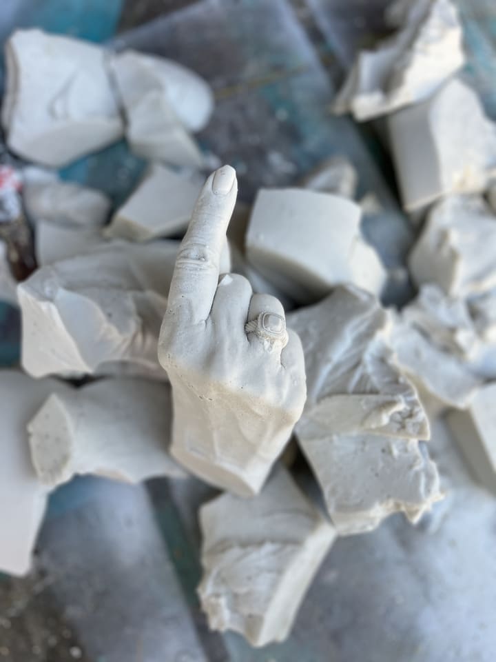 Shelby Hodge's hand cast by Patrick Medrano as part of a work for the Houston Arts Alliance gala auction. (Photo by Katy Anderson)
