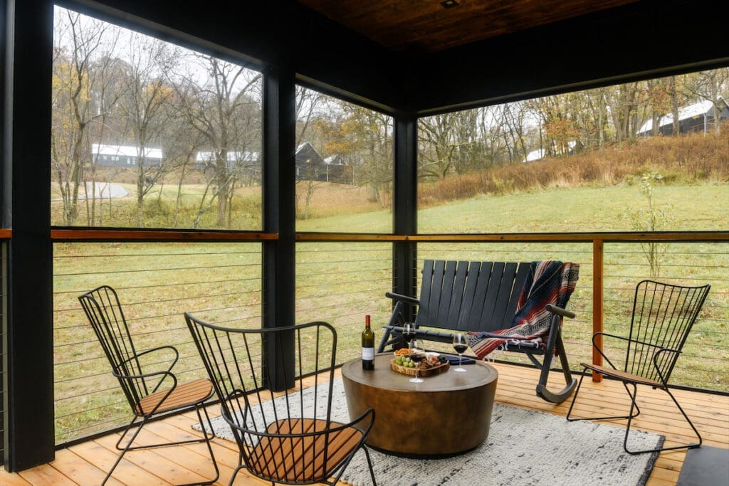 A patio in the cottages at Southall. 