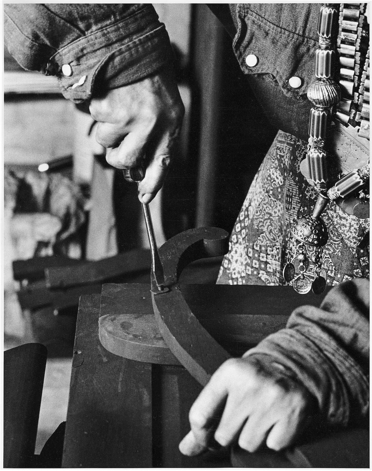 Louise Nevelson’s hands at work, ca. 1964–75