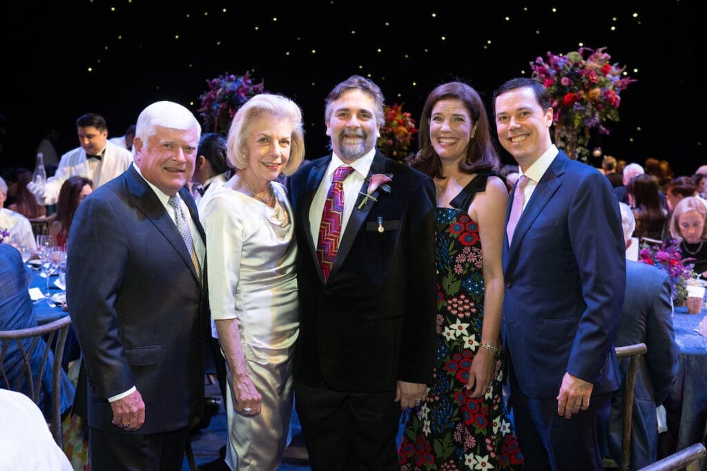 Co-chairs Russell & Elise Joseph, honoree Stanton Welch, co-chairs Jennifer & Christopher Laporte at the Houston Ballet Opening Night On Stage Dinner at Wortham Theater Center. (Photo by Wilson Parish)