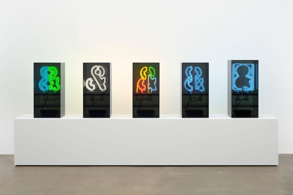 Chryssa's "Five Variations on the Ampersand," 1966, at The Museum of Modern Art, New York. (© The Estate of Chryssa, National Museum of Contemporary Art
Athens)