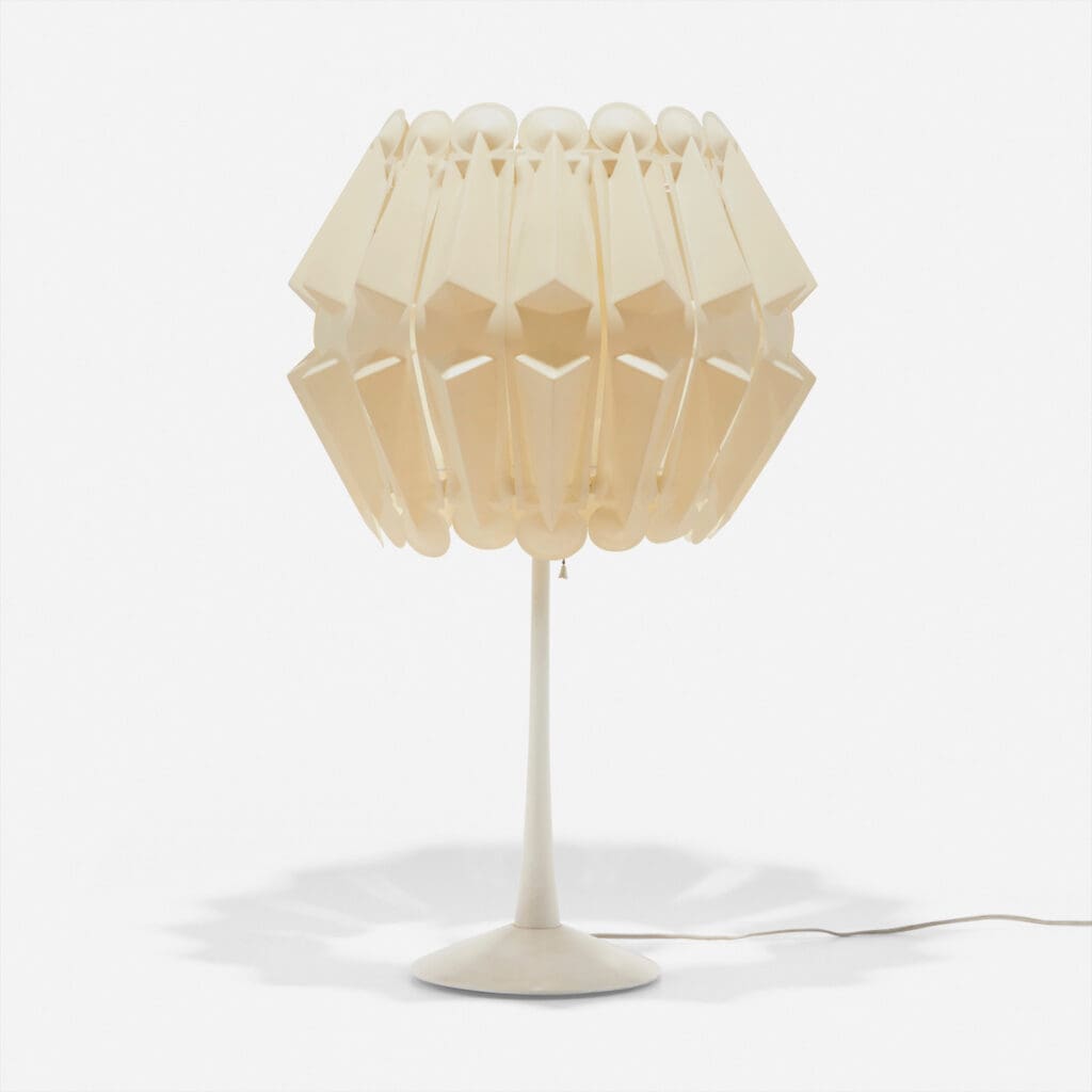 George Nelson and Associates Lantern lamp, 1962, (plastic, lacquered wood)
