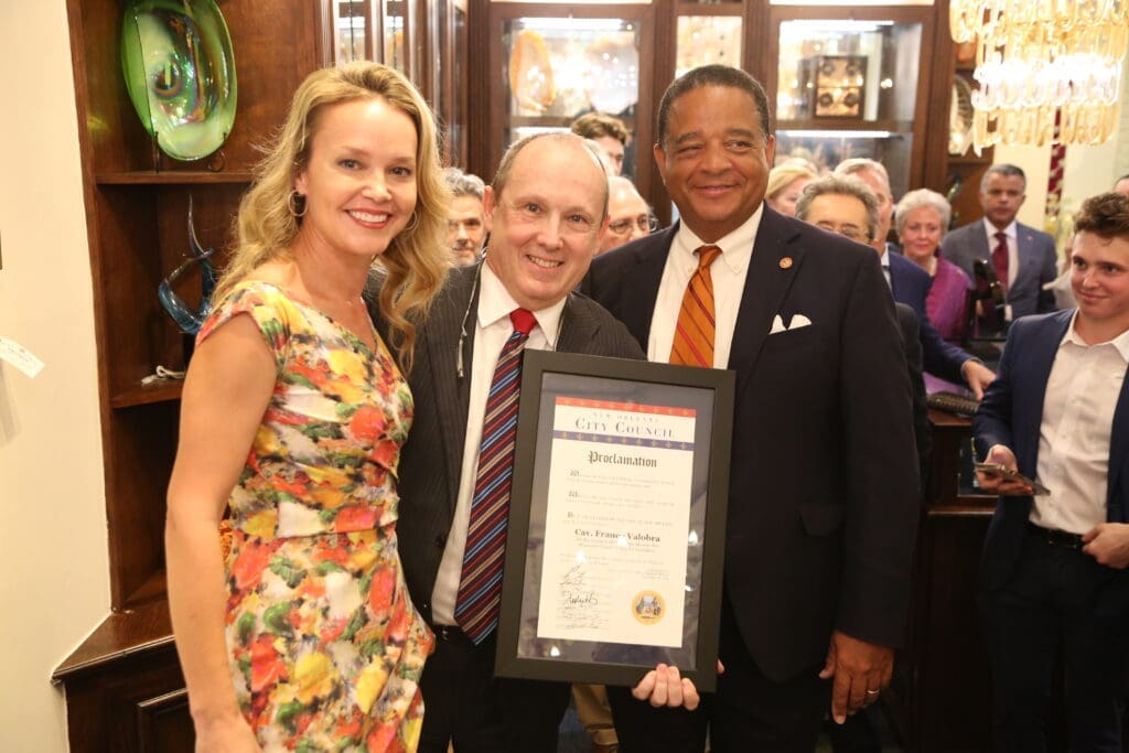 New Orleans City Council president Helena Moreno, master jeweler Franco Valobra and City Councilman Eugene Green at Valobra's installation as Honorary Consul General of Italy in Louisiana. (Photo by Darryl Schmitt)