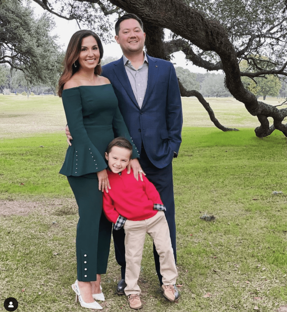Julie Longoria Chen & Stephen Chen with their son during the 2001 holidays.