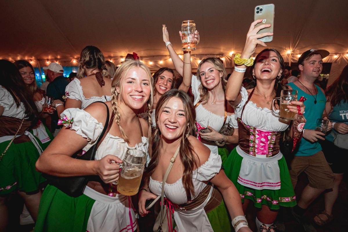 September – Oktoberfest sets up at Trinity Park this year.