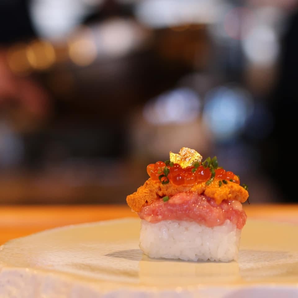 Sushi – Three delicacies in one, the Uni plus features toro, uni and ikura at Hatsuyuki Handroll Bar.