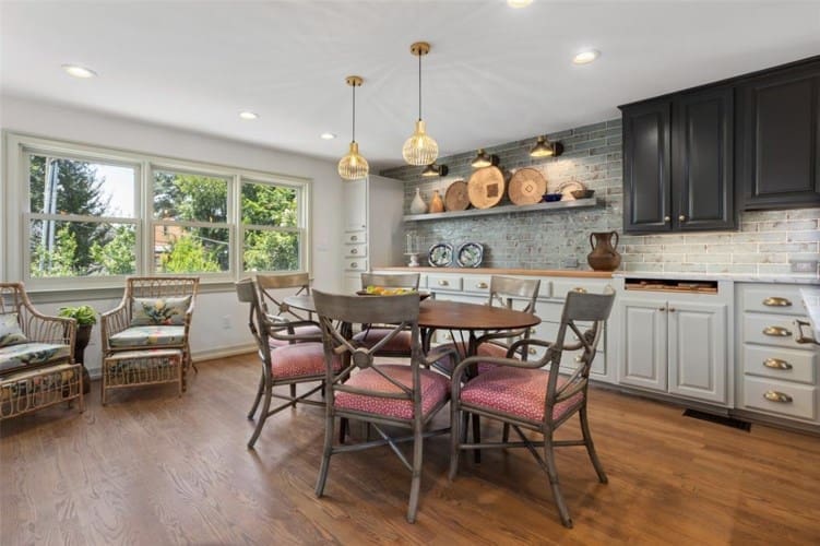 The bright eat-in kitchen at 412 Hazelwood brings plenty of power.