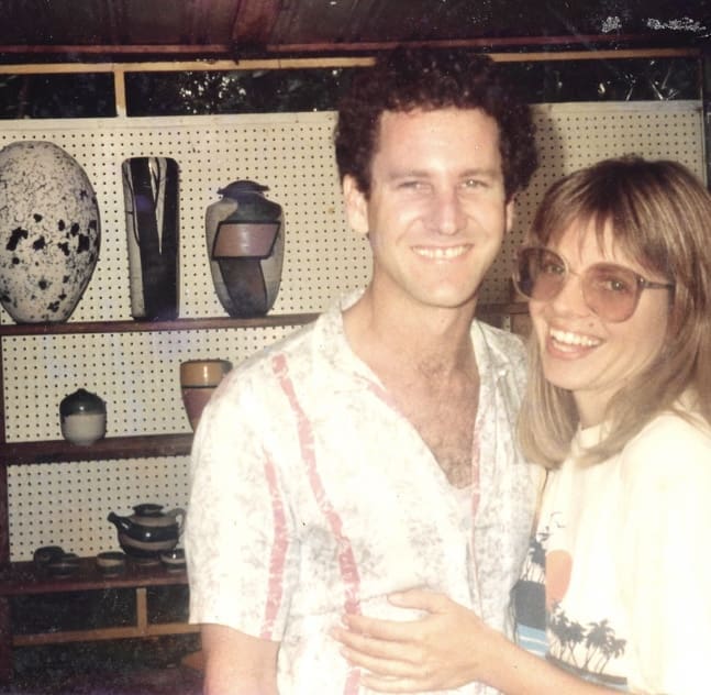 During their younger days, John Foelber and Judy Adams attend the Laguna Gloria Art Fest in Austin, Texas. Foelber and Adams jointly own Foelber Pottery Gallery and Studios. (Courtesy Foelber Pottery Gallery and Studios)
