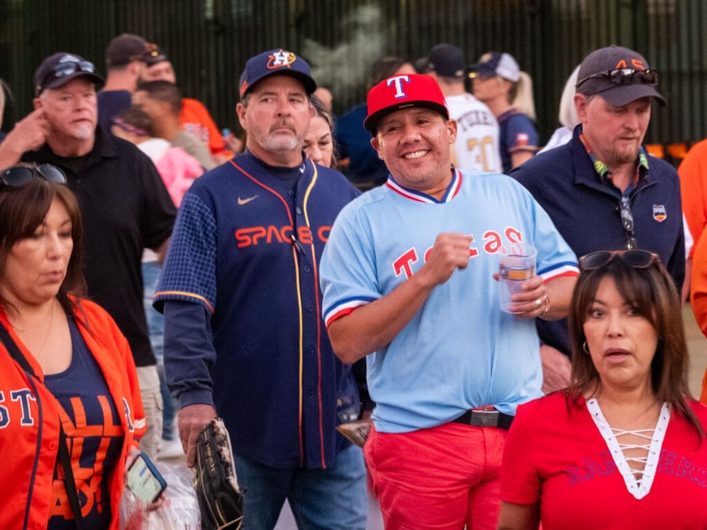 Texas Rangers fans have certainly enjoyed their teams game at Minute Maid Park this postseason. Astros fans? Not so much. (Photo by F. Carter Smith)
