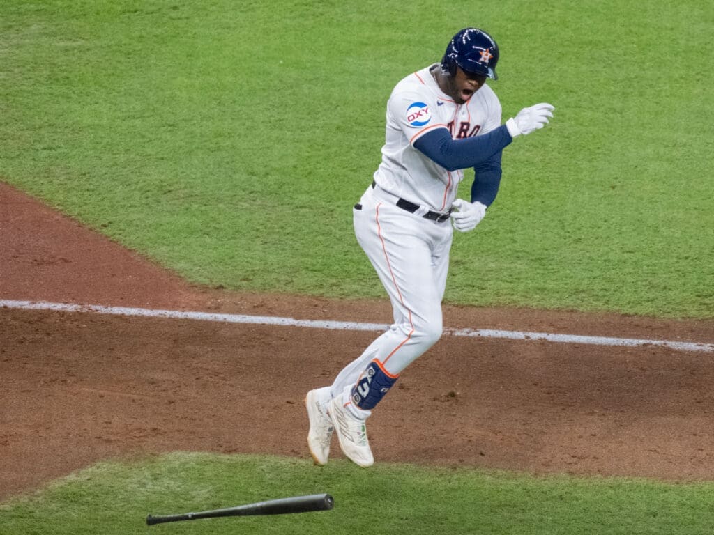 When Yordan Alvarez slams down bats, good things are happening for the Astros. (Photo by F. Carter Smith)