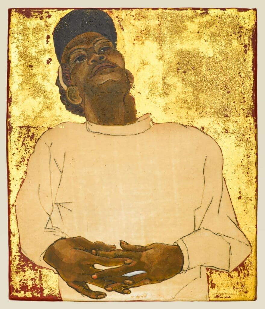 Nestor Topchy's "Iconic Portrait Strand (Al “Kool B” LeBlanc),"
2008-2023. (Photo by Caroline Philippone. Courtesy Nestor Topchy and The Menil Collection)