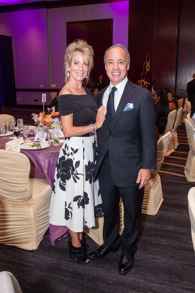 Amy Rozzell & Adam Newar at the Linda Lorelle Scholarship Fund 'Paying It Forward' gala. (Photo by Jacob Power)