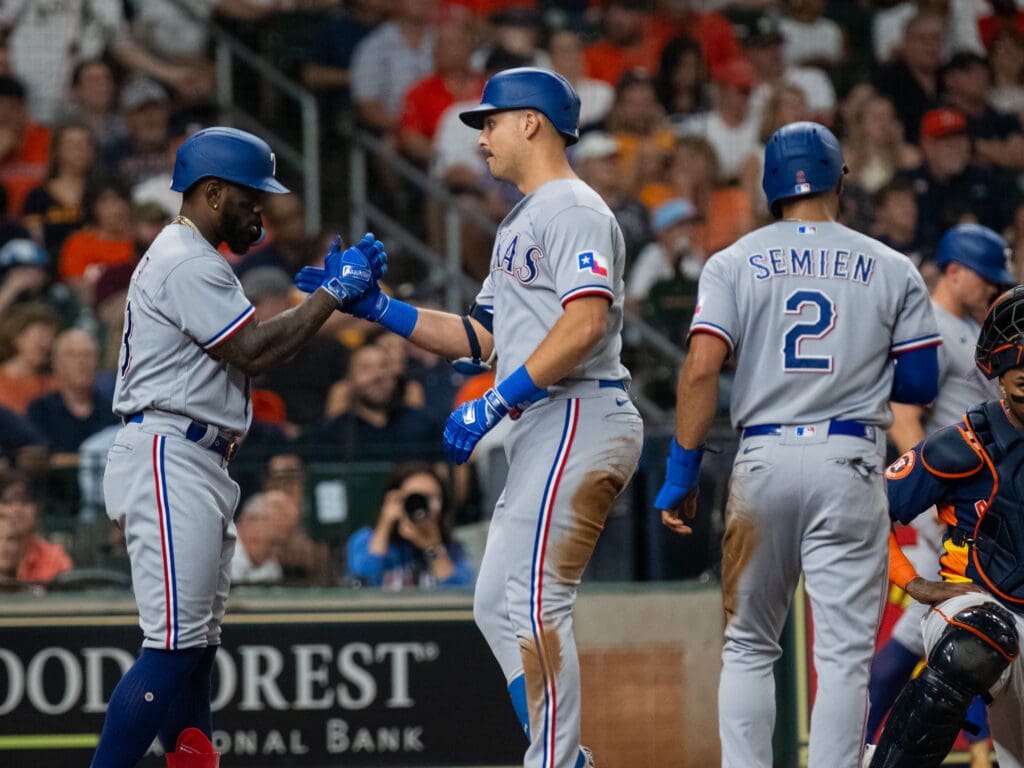 The Texas Rangers have plenty of power with guys like Adolis Garcia, Nathaniel Lowe and Marcus Semien in their lineup. (Photo by F. Carter Smith)