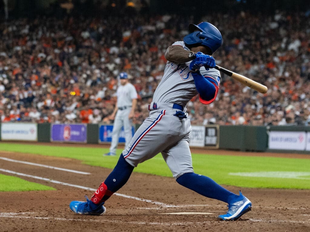 Texas Rangers slugger Adolis Garcia can change games with one swing. (Photo by F. Carter Smith)