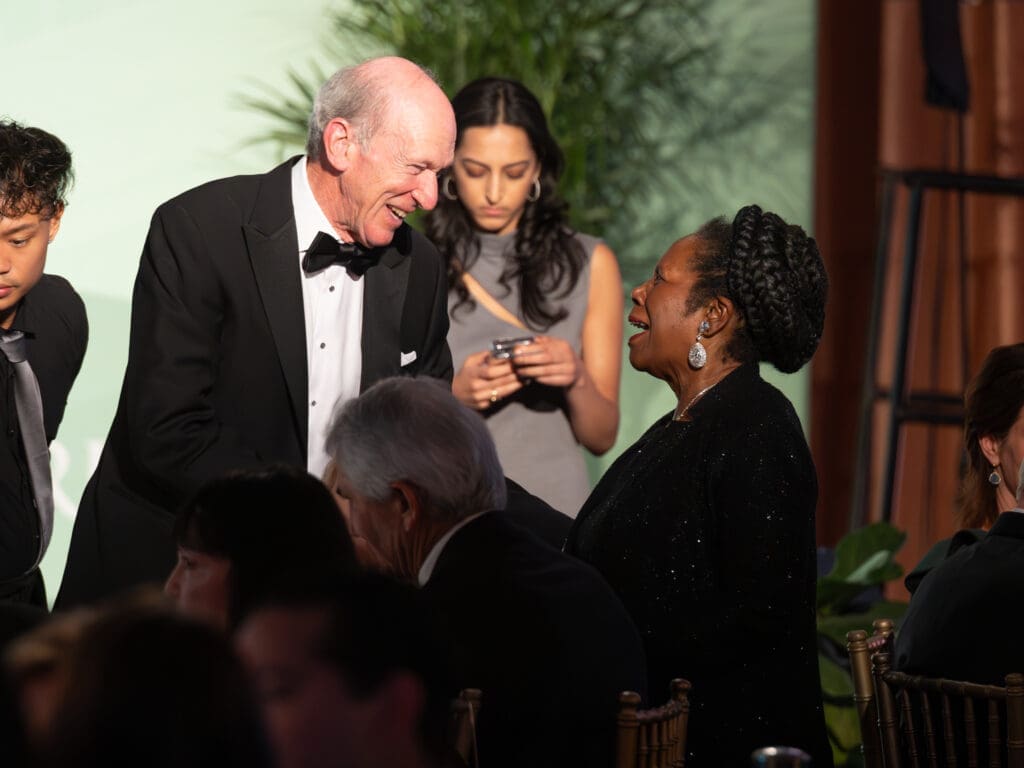 Marc Shapiro, Mayoral candidate Sheila Jackson Lee at the 30th anniversary celebration of Rice University's Baker Institute for Public Policy. (Photo courtesy of Rice University)