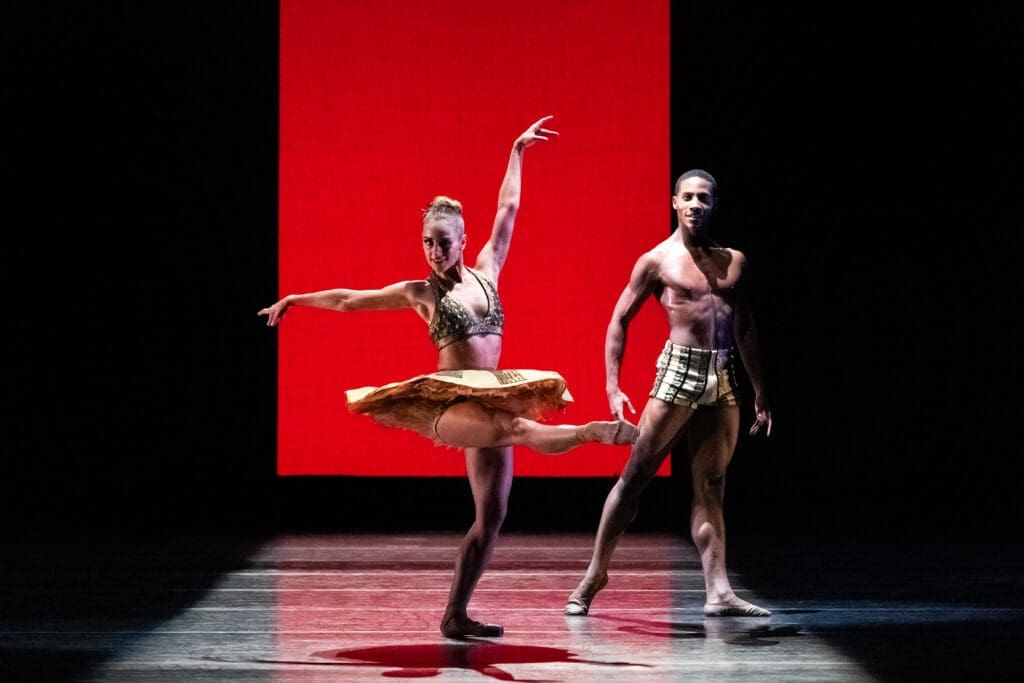 Houston Ballet first soloist Tyler Donatelli and Corps de Ballet dancer Eric Best in Stanton Welch’s "Tu Tu." (Photo by Lawrence Elizabeth Knox. Courtesy Houston Ballet)