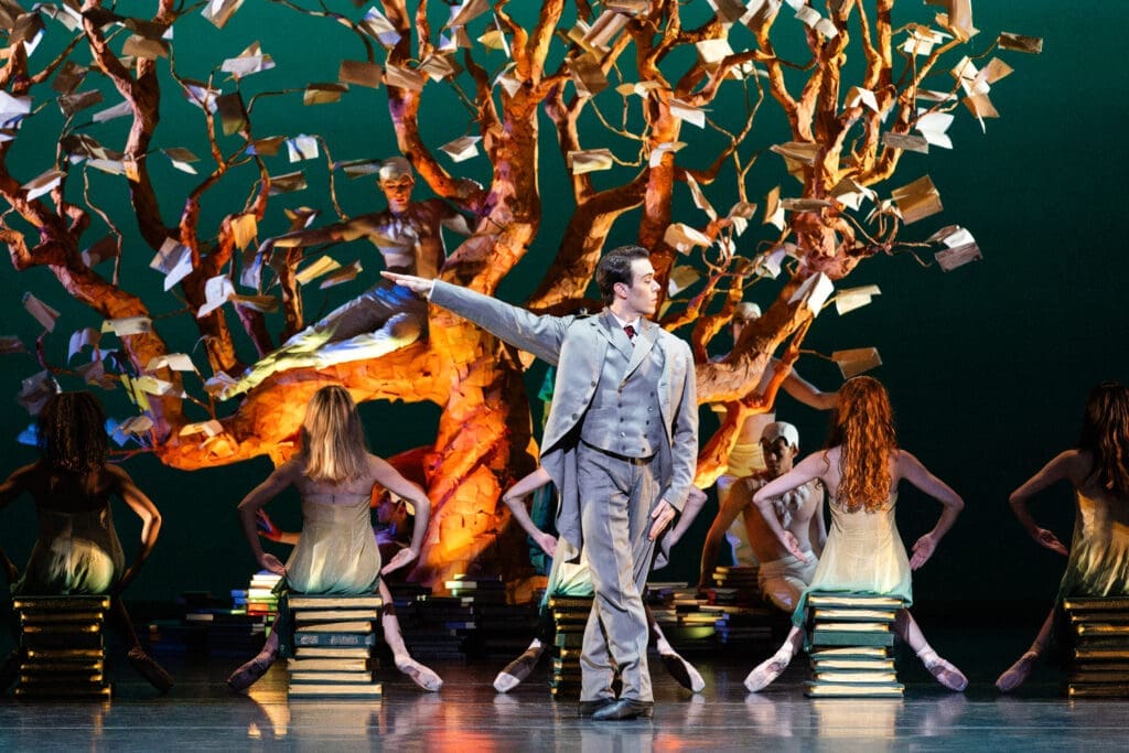 Houston Ballet principal Connor Walsh as Enrique Reyes and artists of Houston Ballet in Annabelle Lopez Ochoa’s "Delmira."
(Photo by Lawrence Elizabeth Knox. Courtesy of Houston Ballet)