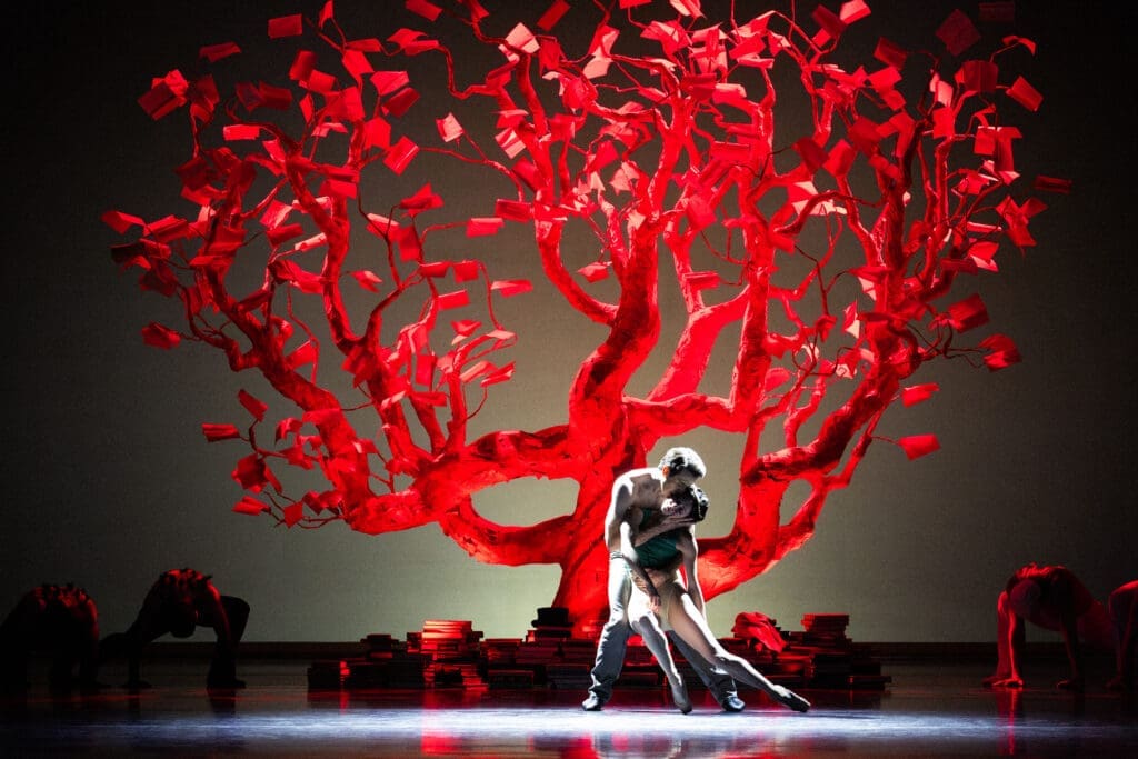 Houston Ballet principals Melody Mennite as Delmira and Connor Walsh as Enrique Reyes in Annabelle Lopez Ochoa’s "Delmira." (Photo by Lawrence Elizabeth Knox. Courtesy of Houston Ballet)