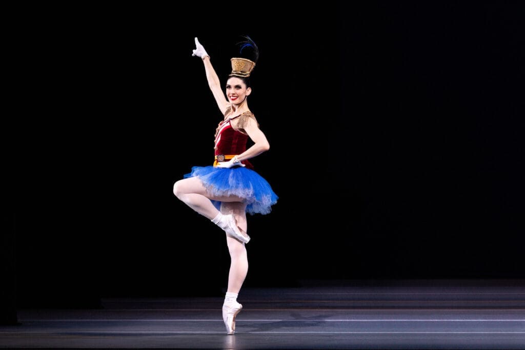 Houston Ballet principal Beckanne Sisk in "Stars and Stripes." Choreography by George Balanchine, © The George Balanchine Trust. 
(Photo by Lawrence Elizabeth Knox. Courtesy Houston Ballet)