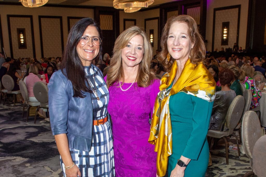 Cat Tobin, Julie Baker Finck, Amy Chronis at the Barbara Bush Houston Literacy Foundation Power of Literacy Luncheon. (Photo by Jacob Power)
