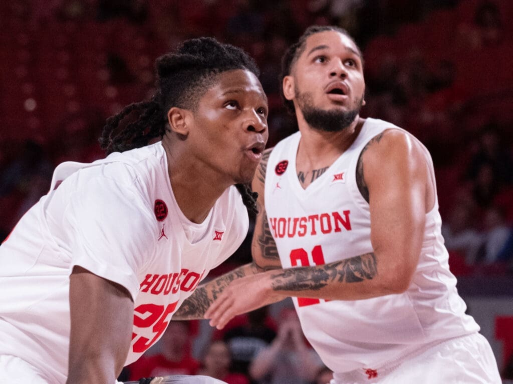 University of Houston forward JoJo Tugler and guard Emanuel Sharp will be keys to the Cougars' season. (Photo by F. Carter Smith)